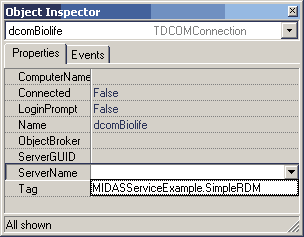 Setting TDCOMConnection properties